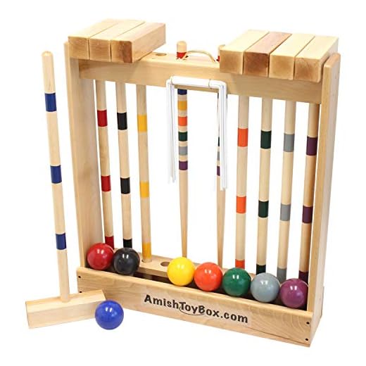 AmishToyBox.com Family Traditions 8-Player Croquet Set with Wooden Stand