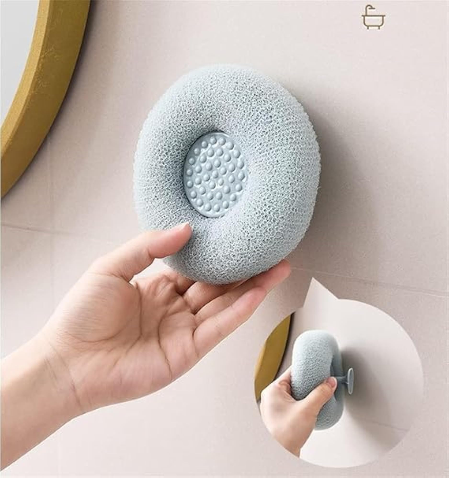 Bath Sponge Cleaning Brush with Suction Cup, Skin Cleaning Tool