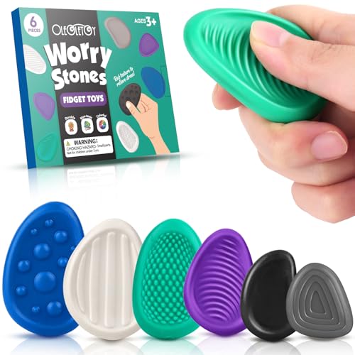 Fidget Toys Adults Sensory Stone: 6pcs Textured...