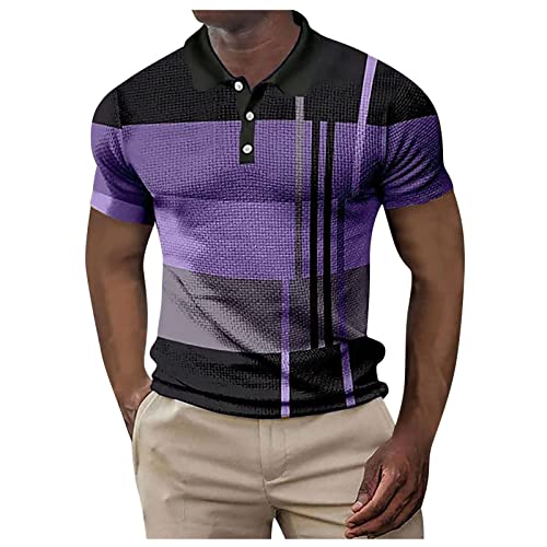 EndoraDore Men's Short Sleeve Polo Shirts Casual Golf Printed T-Shirts Summer Sport Moisture Wicking Performance Shirt