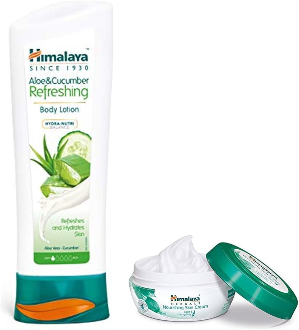Aloe & Cucumber Refreshing Body Lotion, 200ml & Himalaya Nourishing Skin Cream, 100ml