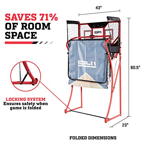 ESPN EZ Fold 2 player Basketball Game with Polycarbonate Backboard and LED Scoring