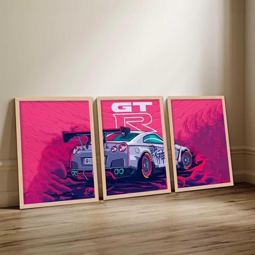 Image of TASVEE Car wall posters | set of 3 wall frames | posters for wall | Wall Decoration for Bedroom, Living Room & Office | Best Gift for Boys & Car Lovers (A6, LARGE 13X17, Framed)