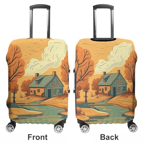River in Front of House Luggage Cover Washable Elastic Suitcase Cover, Anti Scratch Personalized Suitcase Protectors, Fashion Baggage Covers For Travel3