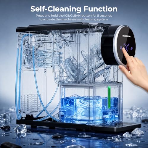 Image of Antarctic Star Nugget Ice Maker Countertop, Gen 2 Self-Cleaning Portable Ice Machine, 33 lbs /24H, 1.8L Water Tank, 1.5 lbs Ice Storage, Touch Screen & Auto Ice Drop, for Home /Office /Kitchen