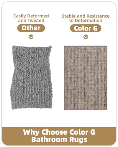 Color&Geometry Ultra Thin Low Profile Bathroom Rug Fits Under Door, Non Slip Rubber Backing Bath Mat, Absorbent Quick Dry Small Bath Mat for Sink/Toilet Narrow Space, Taupe Brown,16"x24" — view 6