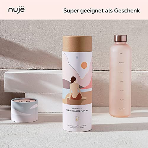 nujë Trinkflasche 1l Kohlensäure geeignet mit Zeitmarkierung (inkl. Geschenkverpackung) für Sport, Wandern, Fitness I… - Image 6
