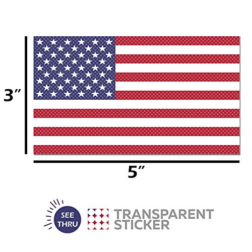 3 Pack - 3"x5" Best See-Thru USA American Flag Vinyl Decals Stickers Unobstructed View, Patriotic Army Navy Tactical Military Country, Weather Resistant, for Any Vehicle, Bumper, Window, Car, Truck