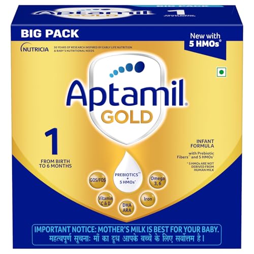 Image of Aptamil Gold Infant Formula Milk Powder for Babies - Stage 1 (Upto 6 Months) - with HMO (2-FL), Prebiotics and DHA - 1.2 kgs - Large Pack