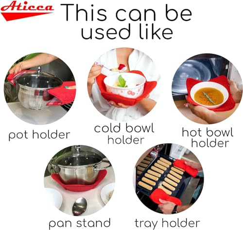 image for Aticca Microwave Bowl Cozy Holders for Hot Food Set of 4 Hot Pads for 