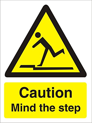 Seco Caution Mind The Step Sign, 150mm x 200mm - Self Adhesive Vinyl