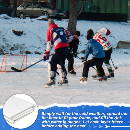 Innconee White Ice Rink Liner 6 Mil Ice Skating Rink for Backyard Replacement Ice Rink Liner DIY Backyard Rink Tarp for at Home Hockey Practice or Ice Skating Training(25 x 45 ft) by Innconee - Image 6