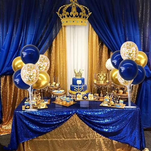 Image of TONIFUL 6 Set Navy Blue Gold Balloons Stand Balloon Centerpieces for Table