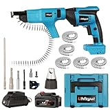 Uhfsyut 21V Cordless Drywall Screw Gun and Electric Screwdriver - 2-in-1 Self-Feeding Screwdriver, Includes Storage Toolbox and 4.0Ah Battery, Perfect for DIY and Professional Use (One battery set)