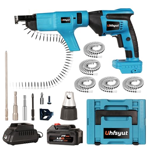 Uhfsyut 21V Cordless Drywall Screw Gun and Electric Screwdriver - 2-in-1 Self-Feeding Screwdriver,...