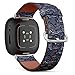 CJBROES Replacement Leather Watch Band, Compatible with Fitbit Versa 3 and Fitbit Sense of Wristband Bracelet Accessory - Paisley
