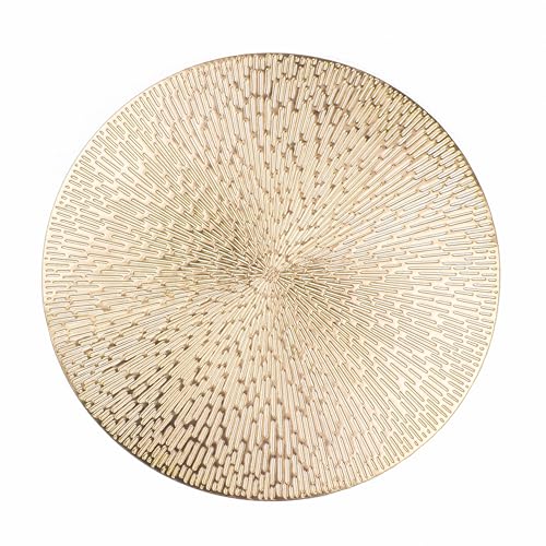 Snowkingdom PLACE-MATS Round Placemats Gold Metallic Set Of 4 Vinyl Placemats 15'' cover