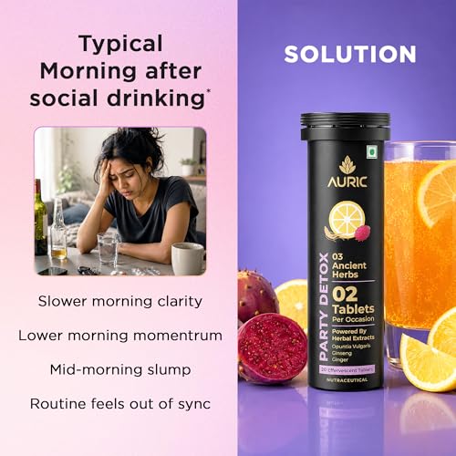 Image of Auric Party Detox Effervescent Tablet - Drop, Fizz & Drink - 40 Tablets