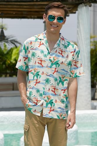 Image of Cromoncent Matching Hawaiian Outfits for Family, Dad and Son Matching Luau Beach Tropical Shirts Mommy Daughter Tropical Sets