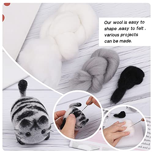 QMNNMA Needle Felting Starter Kit, Animals Needle Felting Set, DIY Wool Felt Materials Set with Felting Tool and Instruction for Needle Felting Craft Project and DIY Handmade