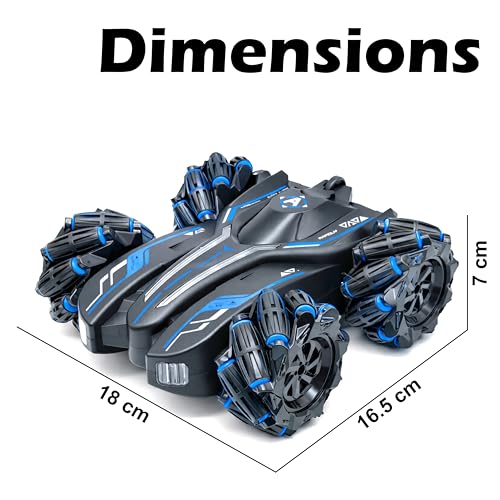 Image of VGRASSP 4WD Rechargeable Dual Control Stunt Drift Car Toy for Kids with Remote Control and Gesture Wrist Controller - 360 Rotating Double Sided RC Car with Mist Spray, Lights & Sound - Multicolor