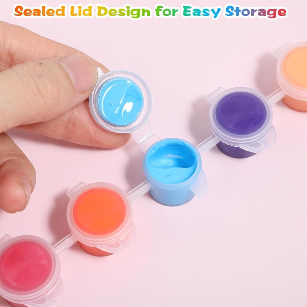 Juego de Pintura Acrílica (30 Piezas), 12 Colores para Kit de Pintura en Casa, Incluye 420 Tiras de Almacenamiento para Niños