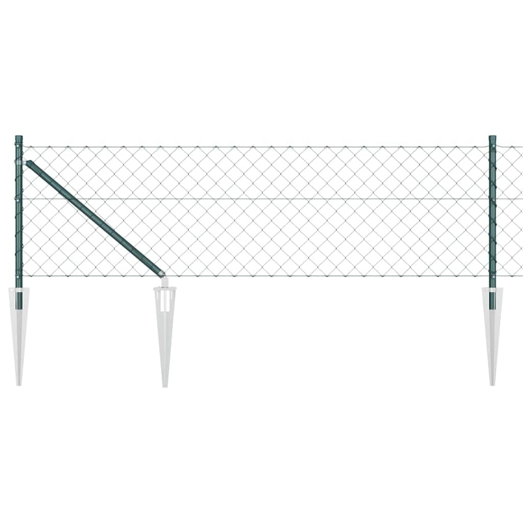 Garden Fence Post Green 10 x 0.8 m 60 x 60 mm Mesh Steel PVC Outdoor Boundary Panel for Terrace Backyard Privacy Durable Corrosion Resistant Easy Install 1 Fence 7 Spikes