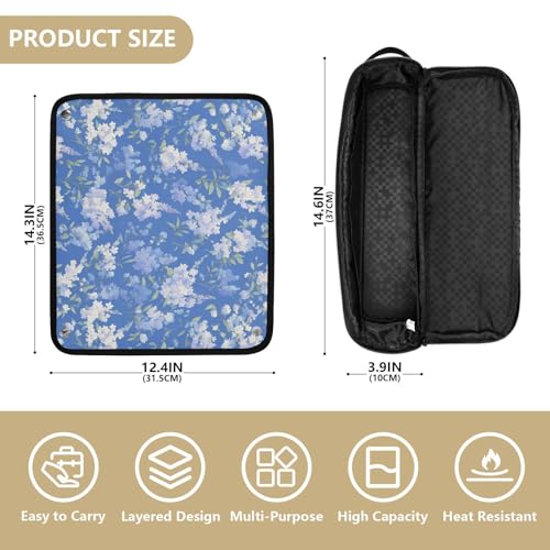 Bolsa de Viaje Lilac Flowers Azul para Herramientas de Pelo con Almohadilla Resistente al Calor Organizador Portátil para Mujeres miniatura 4