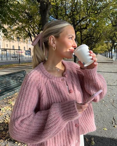 Women Trendy Casual Open Front Long Sleeve Chunky Knit Cardigans Sweaters Coquette Y2K Cute Outerwear Aesthetic Jacket4