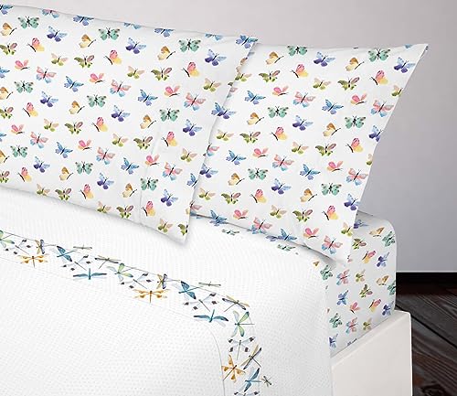 Manterol 098 Beddengoedset met vlinders en libellen voor 90 cm bed