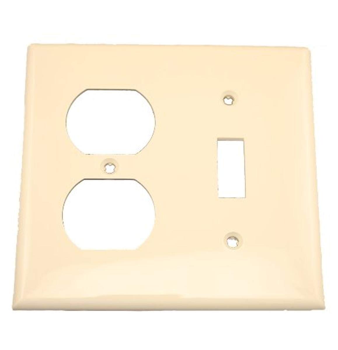 Leviton 80705-T 2-Gang 1-Toggle 1-Duplex Device Combination Wallplate, Standard Size, Thermoplastic Nylon, Device Mount, Light Almond-image-42