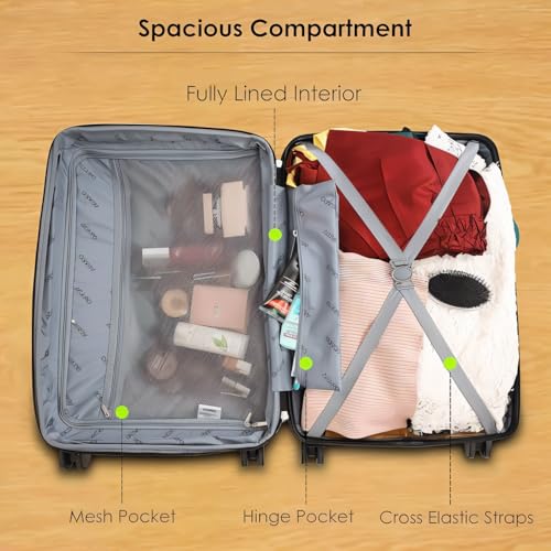 Image of AGARO Venue Hard-Sided Polypropylene Check-in Luggage (24 Inch Suitcase) (Red)