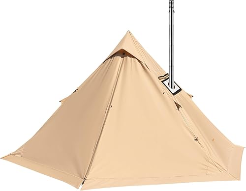 KingCamp Hot Tent with Stove Jack, Winter Cotton Hot Teepee Tent with Snow Skirt, Set-up Rainfly, for Glamping, Camping, Hiking, Wind-Proofm,