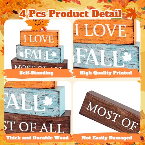 4 Pcs Fall Wooden Decor, Fall Table Decorations Gifts for Home - Image 4