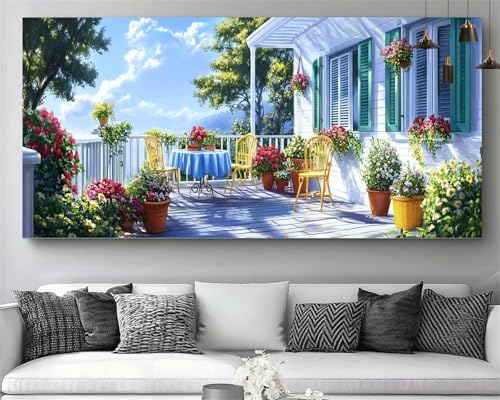 Diamond painting paysage complet 40x80cm : créez votre tableau strass zen pour le salon