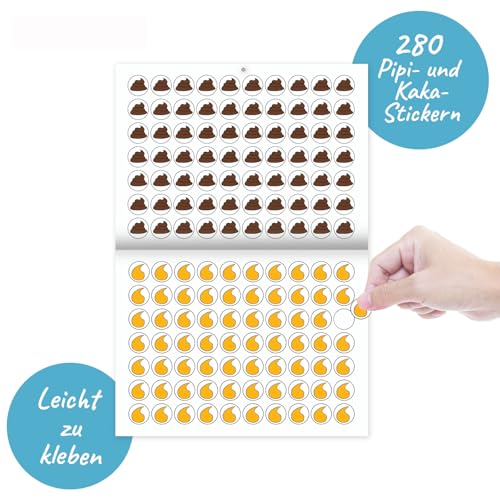 MARKETIFAR Töpfchentraining Kalender - Töpfchen Buch für Kinder mit Stickern, Krone und Diploma - Belohnungstafel für das Töpfchen Training - Ideal zum trocken werden!