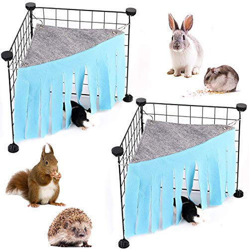 LZYMSZ Hamster Tent Hammock, 2PCS Small Animal Hideaway Tent, Fleece Forest Corner House Toy Cage for Guinea Pig Hamster Chinchilla Rabbit Rats Hedgehogs (Blue)