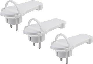 Meister Flachstecker weiß - Praktisches Set mit 3 Stück - Mit Klappbügel - Geeignet für Leitungen mit 1,5 mm² Kabelquerschnitt - IP20 Innenbereich / Schutzkontaktstecker extraflach / 7421090