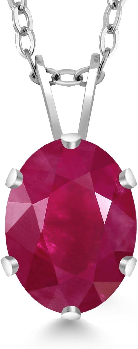 Gem Stone King Oval Gemstone Birthstone Solitaire Pendant Necklace For Women | 925 Sterling Silver | Oval 8X6MM | With 18 Inch Silver Chain | Fine Jewelry Gifts for Her Mom Women Wife