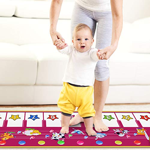 Image of RenFox Musical Piano Mat, Toddlers Music Floor Keyboard Blanket Dance Mat with 8 Different Animal Sounds, Early Learning Educational Toys Gift for 1 2 3 4 Years Old Baby Boy Girl (Batteries Included)