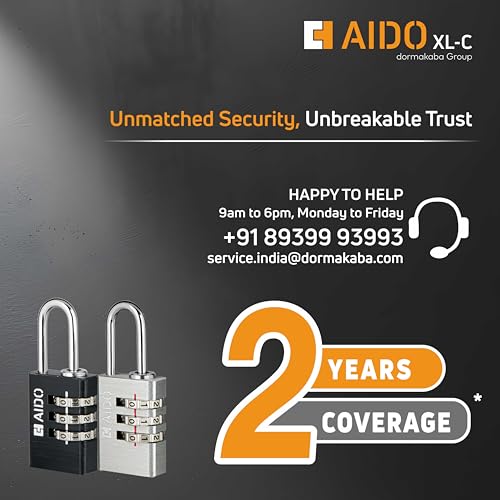 Image of AIDO by dormakaba Group 3 Digit Number Locks (Pack of 2)|30mm Combination Padlocks for Bag, Luggage, Sports Bag, Tool Boxes and Lockers| Water Resistant |Travel Friendly|2 Yr Warranty| Black, Silver