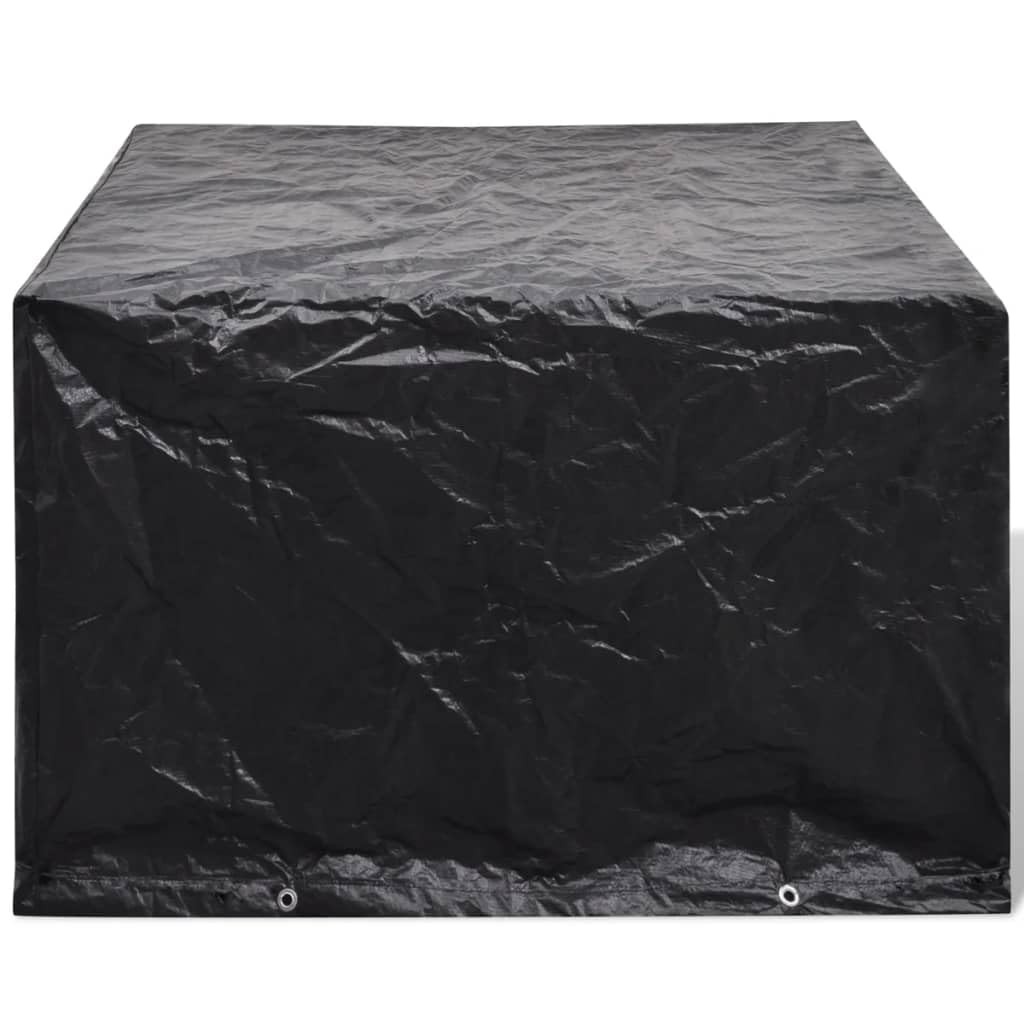 Vidaxl Black Garden Furniture Cover - Person Poly Rattan Set - Durable And Weather-Resistant - With 8 Aluminium Eyelets And Fastening Rope - 113 X 113 X 73 Cm, Size 4