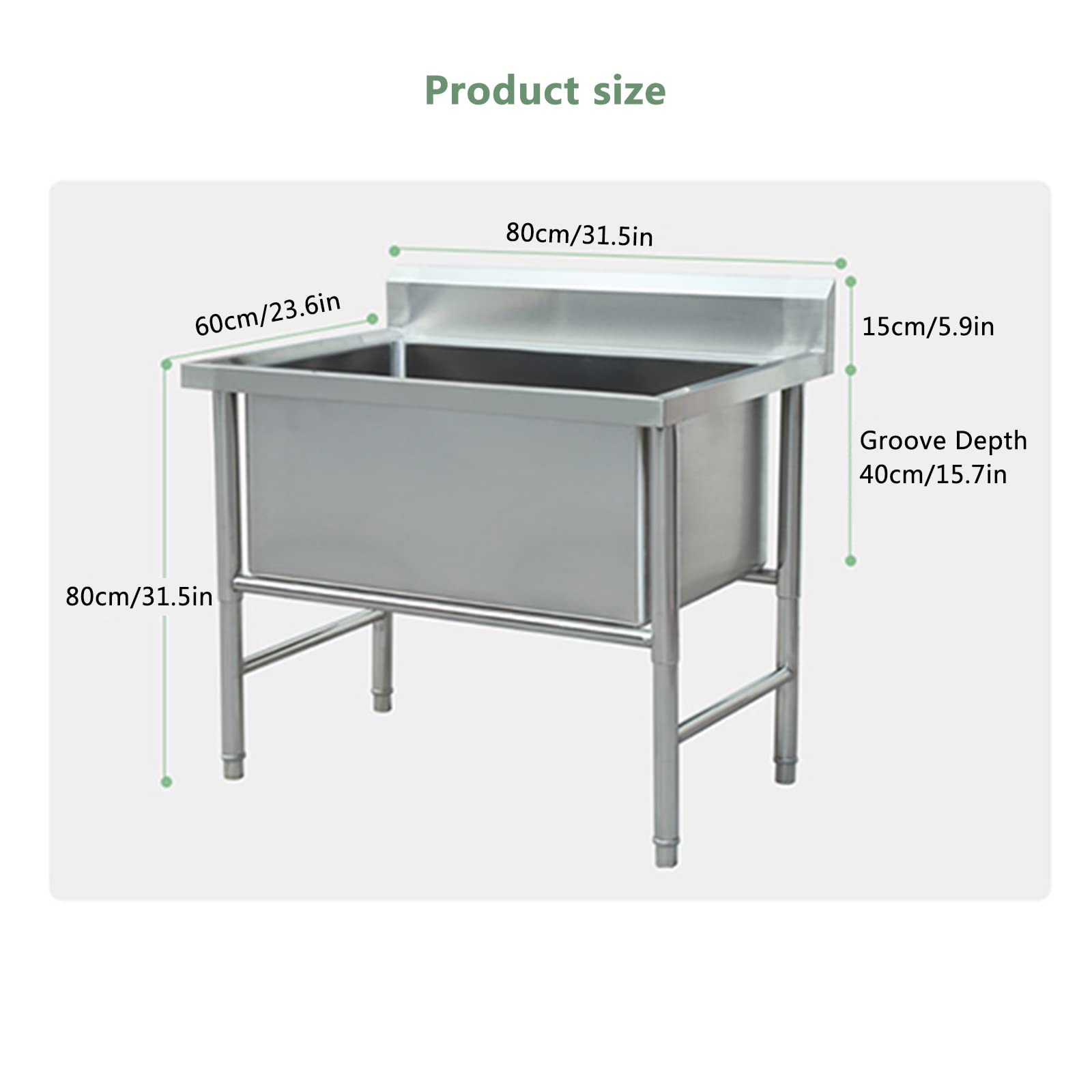 Lavello da installazione indipendente in acciaio inossidabile, Lavello multiuso, Lavello da cucina commerciale a 1 scomparto, Lavello da cucina industriale, Lavello commerciale Lavello industriale (4