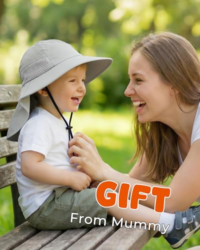 Image of Toddler Baby Sun Hat Kids Summer Beach Essentials Adjustable Beach Hats with Bucket Wide Brim for Boys Girls Age 0-14 Years