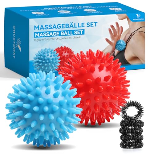 YANGTSUNG Igelball Massage Set Massageball für Reflexzonen Anti-Stress Entspannung Geschenk massageball igelball Rücken Nacken Hand Fuß - Ball mit Noppen klein hart & mittel