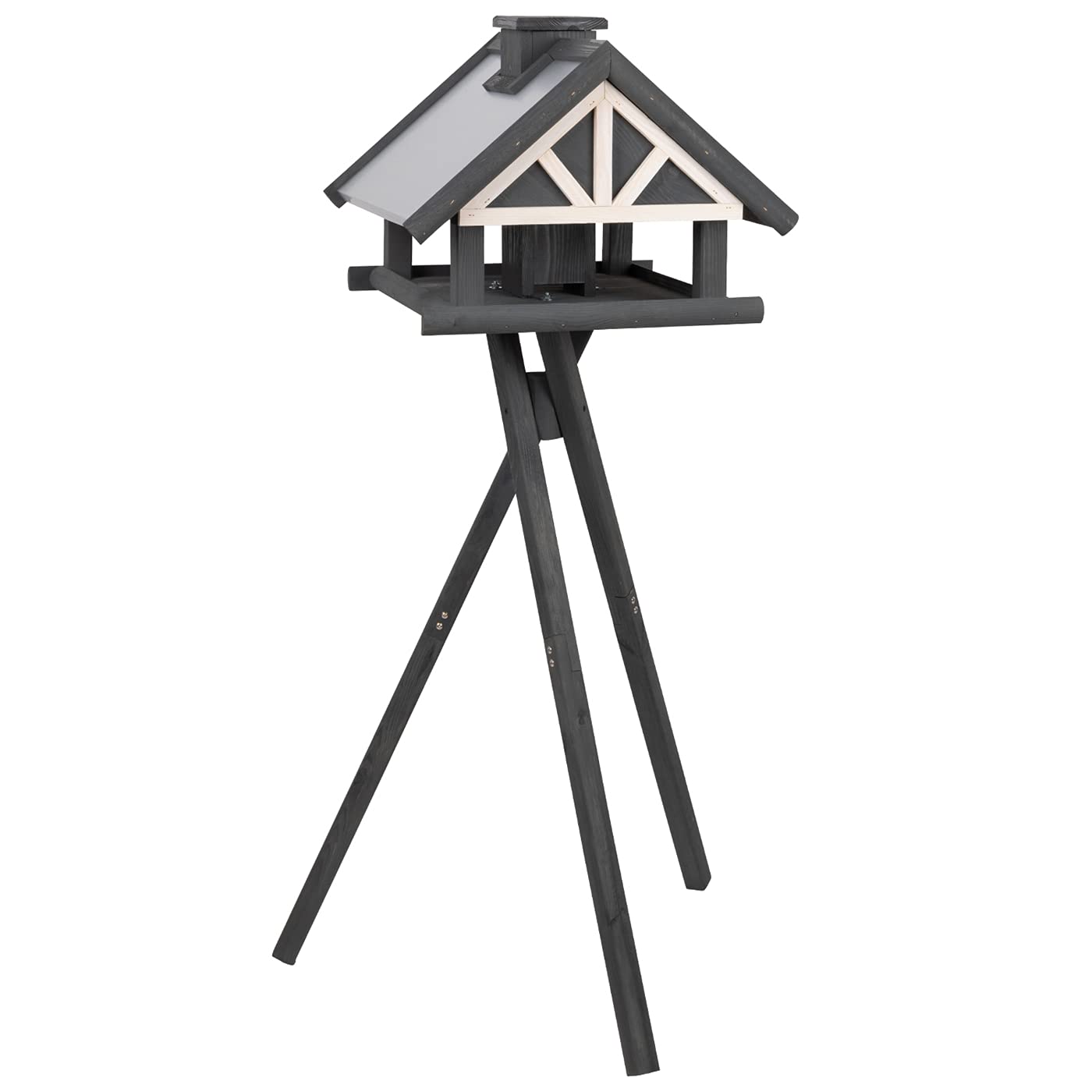VOSS.garden Vogelhaus mit Futtersilo und Kreuzstandfuß „Tolga“ Futterhaus Holzhaus Vogelfutterhaus Futterstation Vogelhäuschen