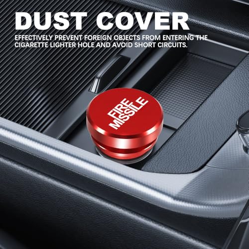 Image of Cigarette Lighter Plug Cover Billet Aluminum Cigarette Lighter Plug, FIRE MISSILE Button Car Cigarette Lighter, Fits All Vehicles with Standard 12 Volt Power Source Aluminum Dustproof Plug