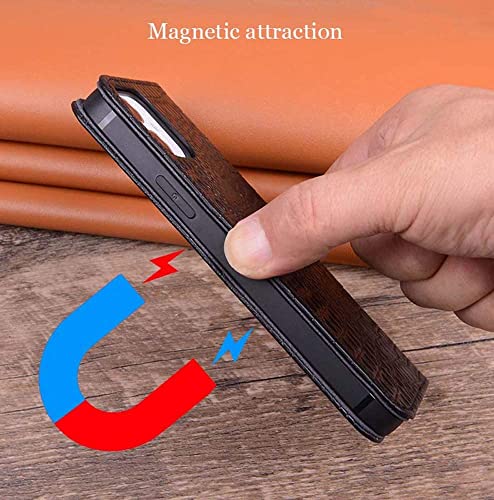 Housse de téléphone à rabat en cuir iPhone 12 Pro Max GUMMMY étui résistant chocs marron 6.7