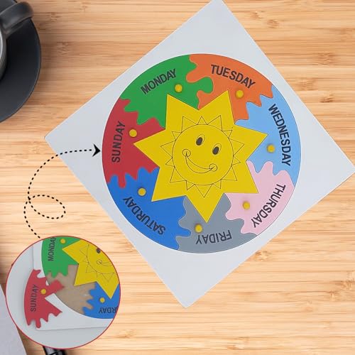 Image of Tantrums Days of The Week Learning Puzzle Board, Wooden Educational Toy with Sun Design, Multicolour,for Kid