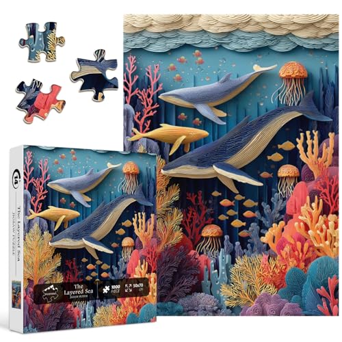 PICKFORU Whale Puzzles for Adults 1000 Pieces, Colorful Ocean Coral